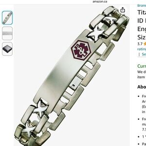 Titanium medical alert bracelet.